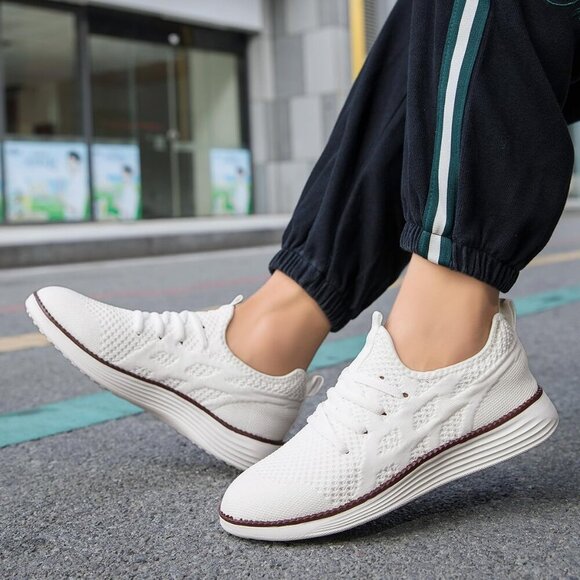 Mens Slip On Sneakers Walking Tennis White Shoes Running Gym Athletic Non Slip - Picture 6 of 6